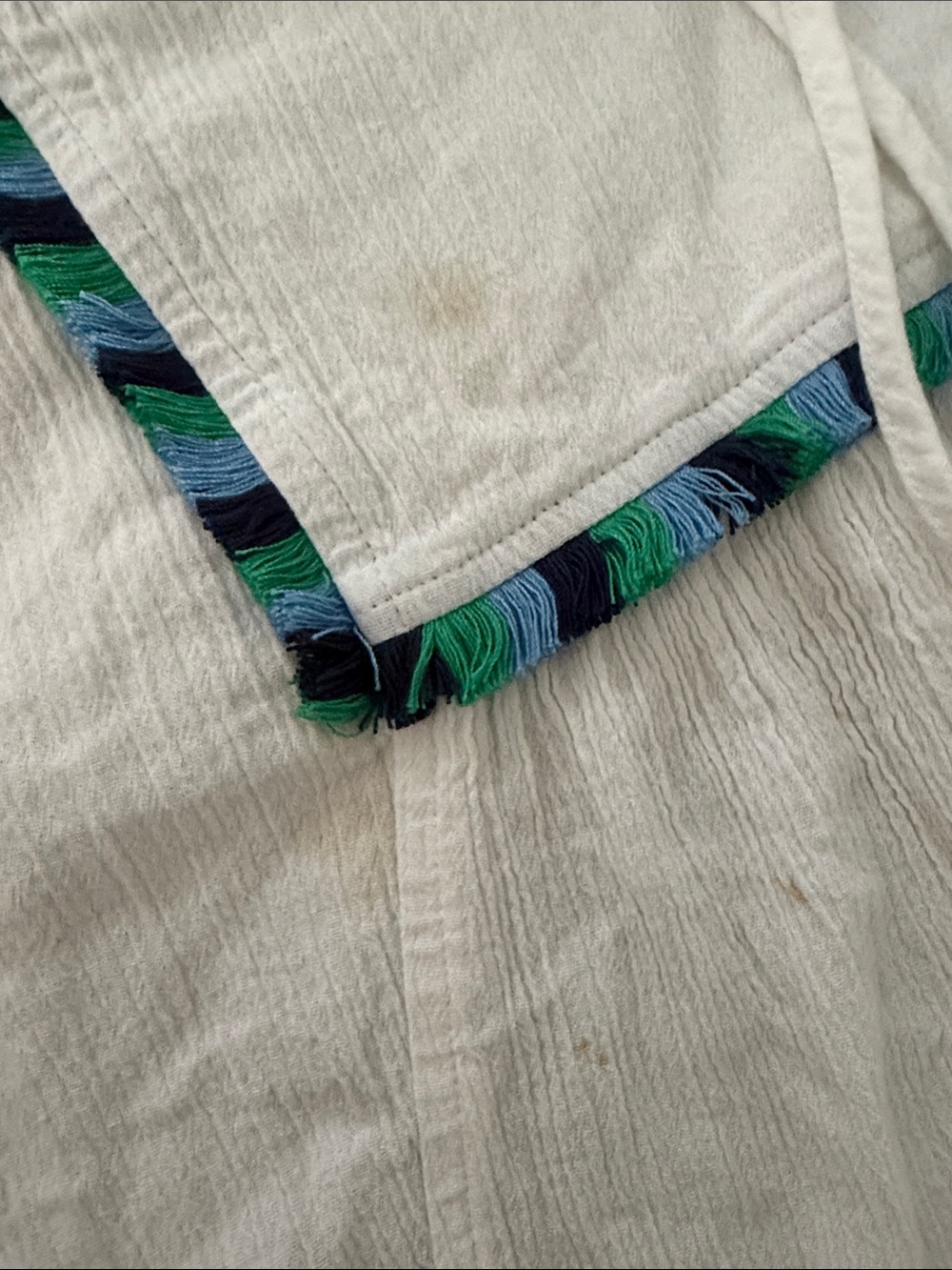 J. Crew White Peasant Tunic with Blue and Teal Trim - Picture 4 of 5
